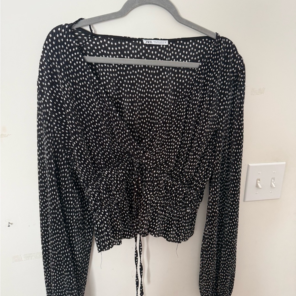 Zara Black and White Dotted Blouse